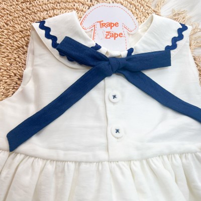 Vestido Alfaiataria Marinheira Off White e Marinho